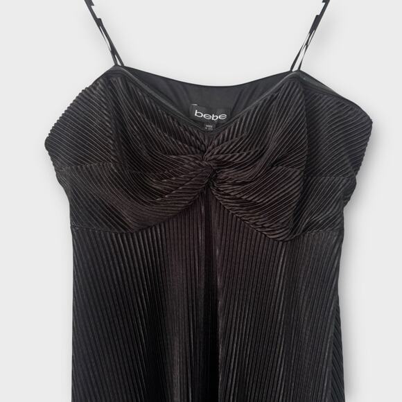NEW BEBE PLISSÉ STRAPLESS DRESS IN BLACK, MEDIUM - Picture 3 of 8